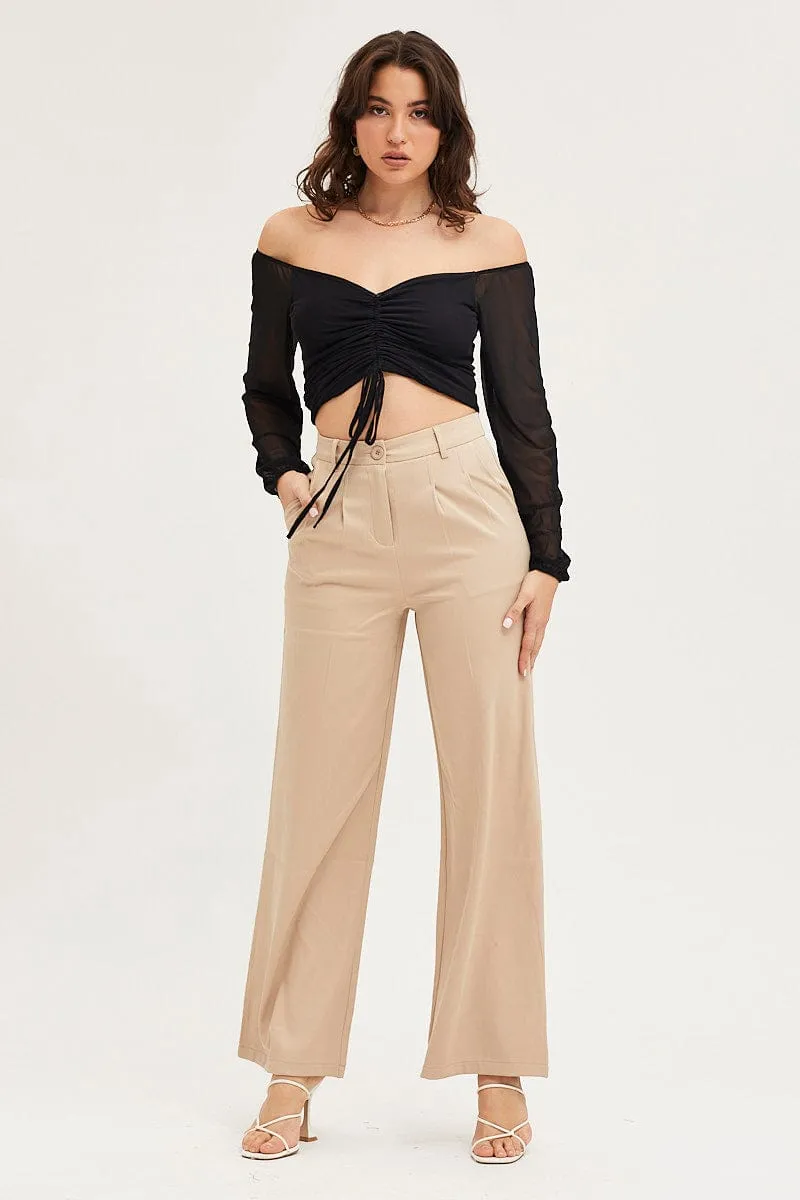 Black Ruched Top Long Sleeve Mesh sold by Ally Fashion product image thumbnail 2