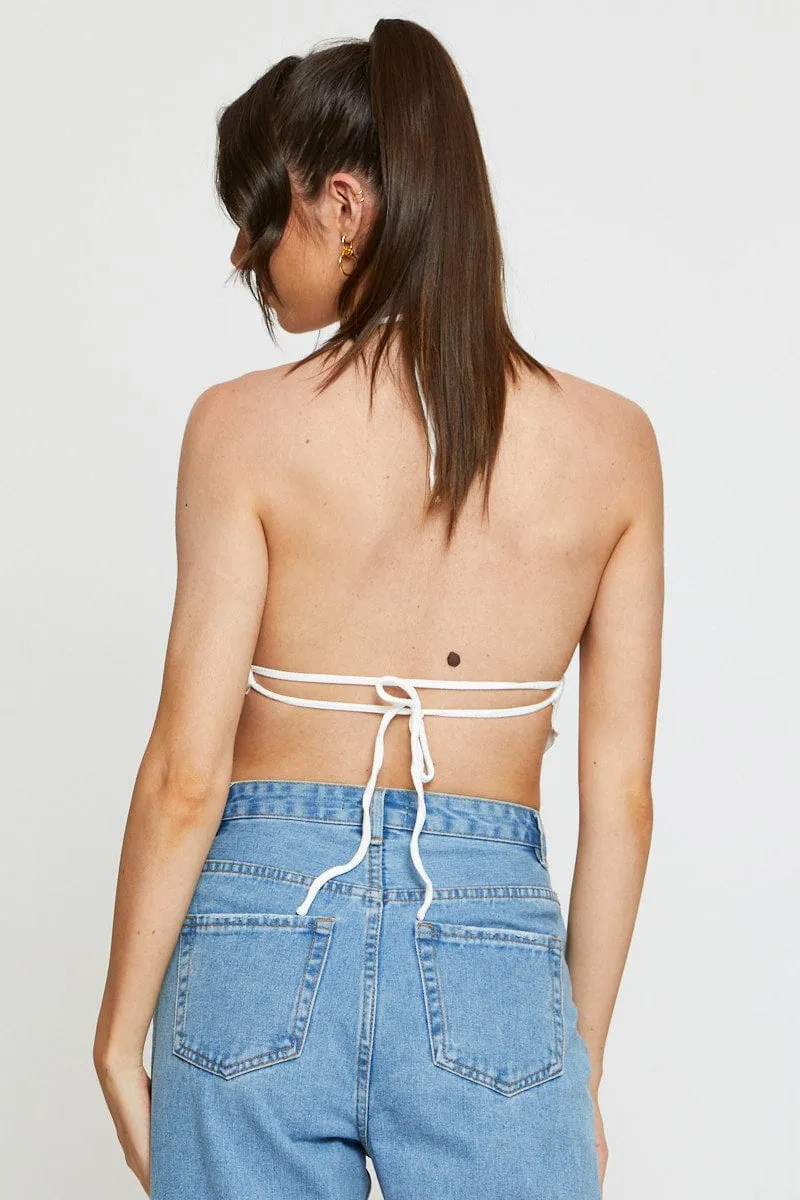 White Jersey Scarf Top Halter Neck sold by Ally Fashion product image thumbnail 5