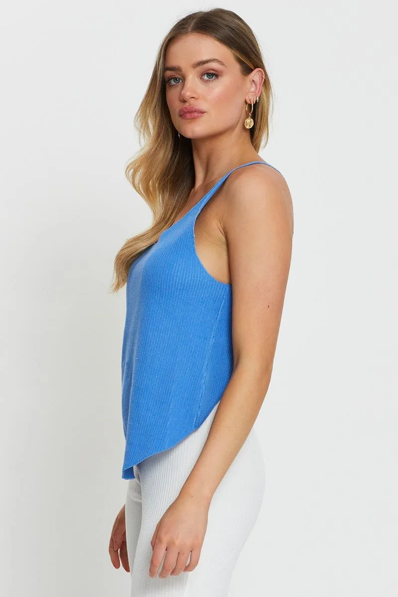 Blue Knit Top V-Neck sold by Ally Fashion product image thumbnail 3