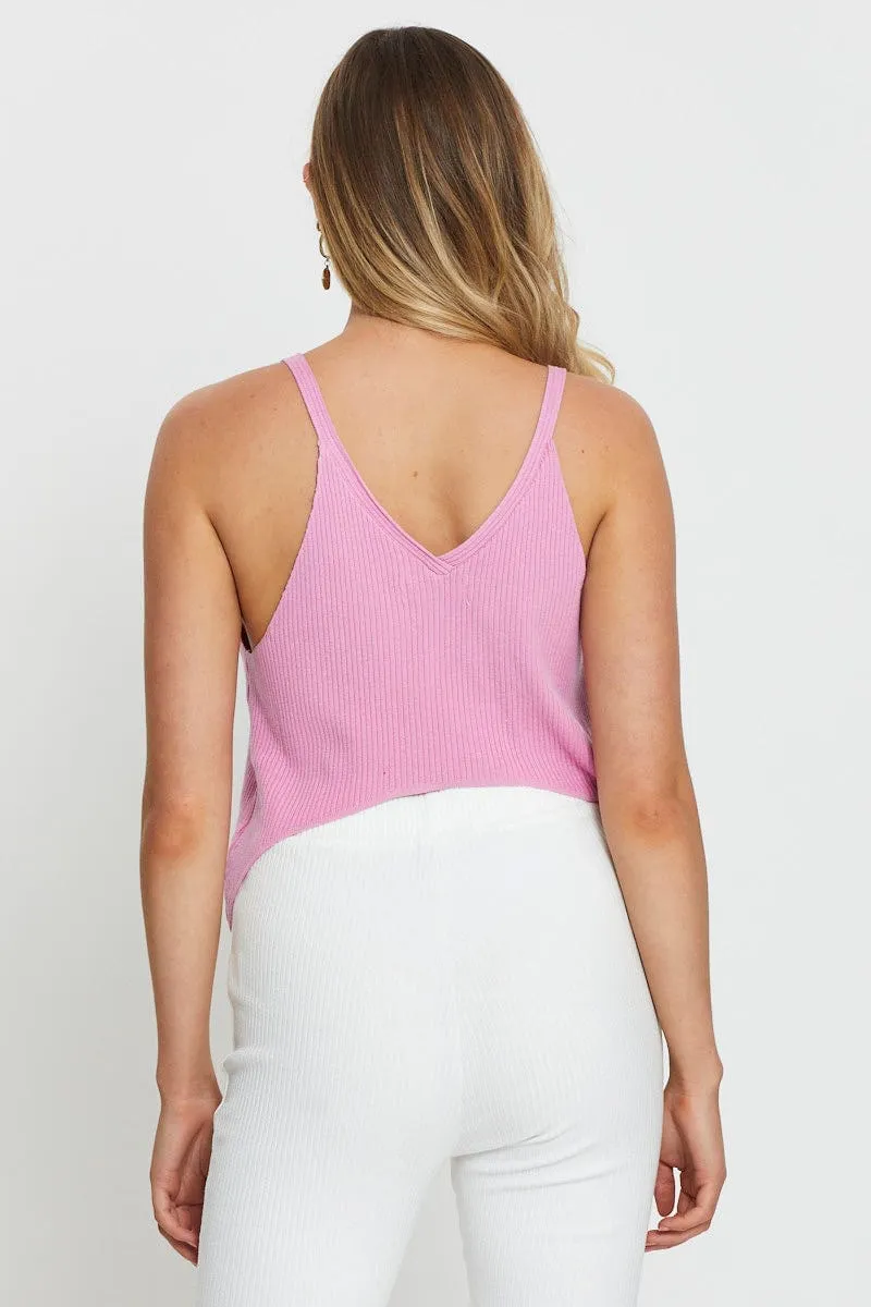 Pink Knit Top V-Neck sold by Ally Fashion product image thumbnail 4