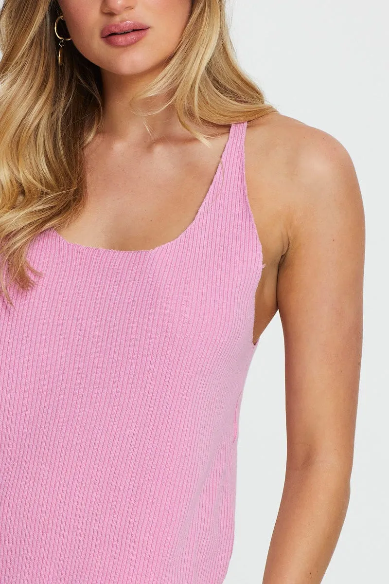 Pink Knit Top V-Neck sold by Ally Fashion product image thumbnail 5