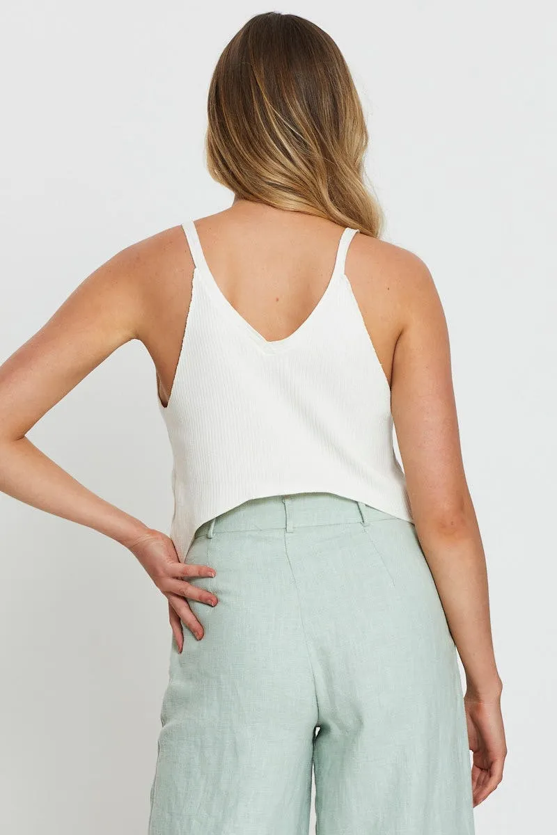 White Knit Top V-Neck sold by Ally Fashion product image thumbnail 4