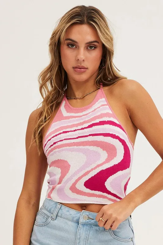 Print Marble Knit Top sold by Ally Fashion