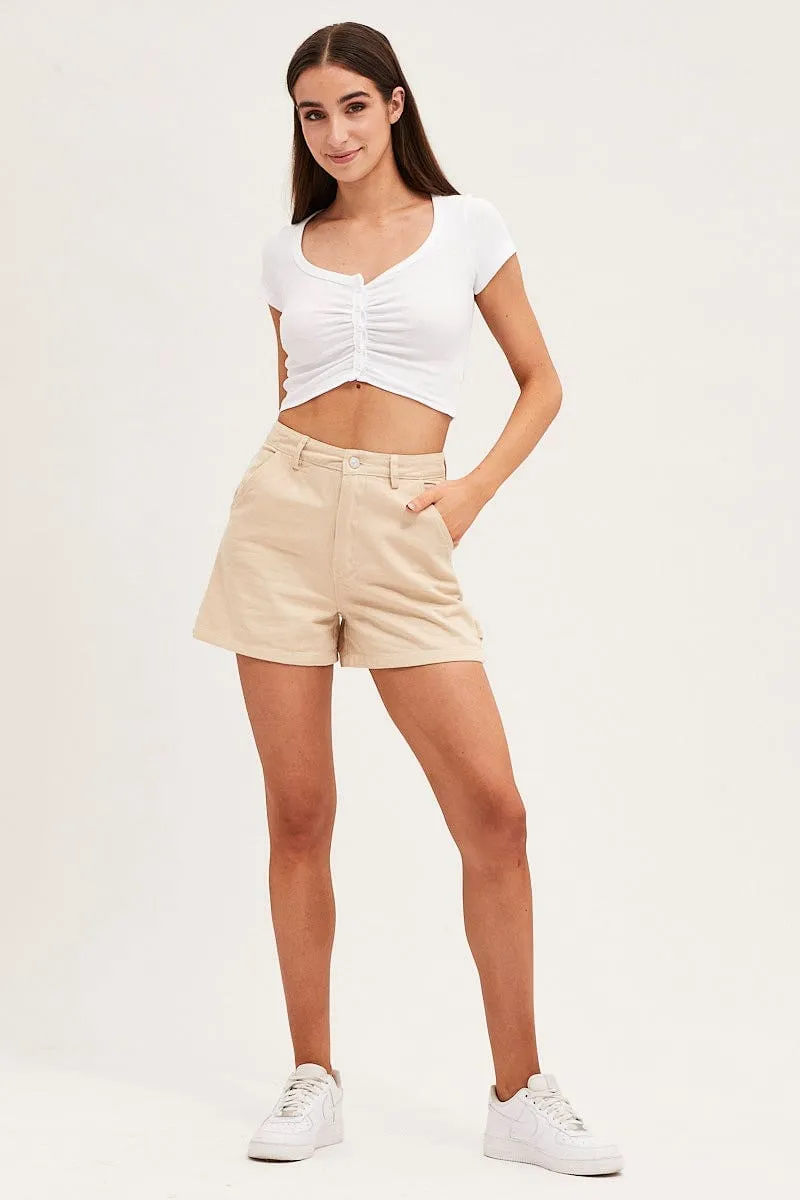 White Short Sleeve Button Down Cardigan sold by Ally Fashion product image thumbnail 3