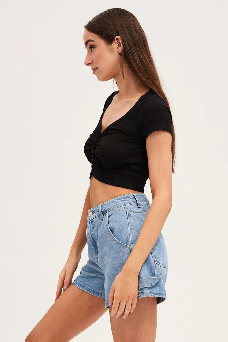 Black Short Sleeve Button Down Cardigan sold by Ally Fashion product image thumbnail 4