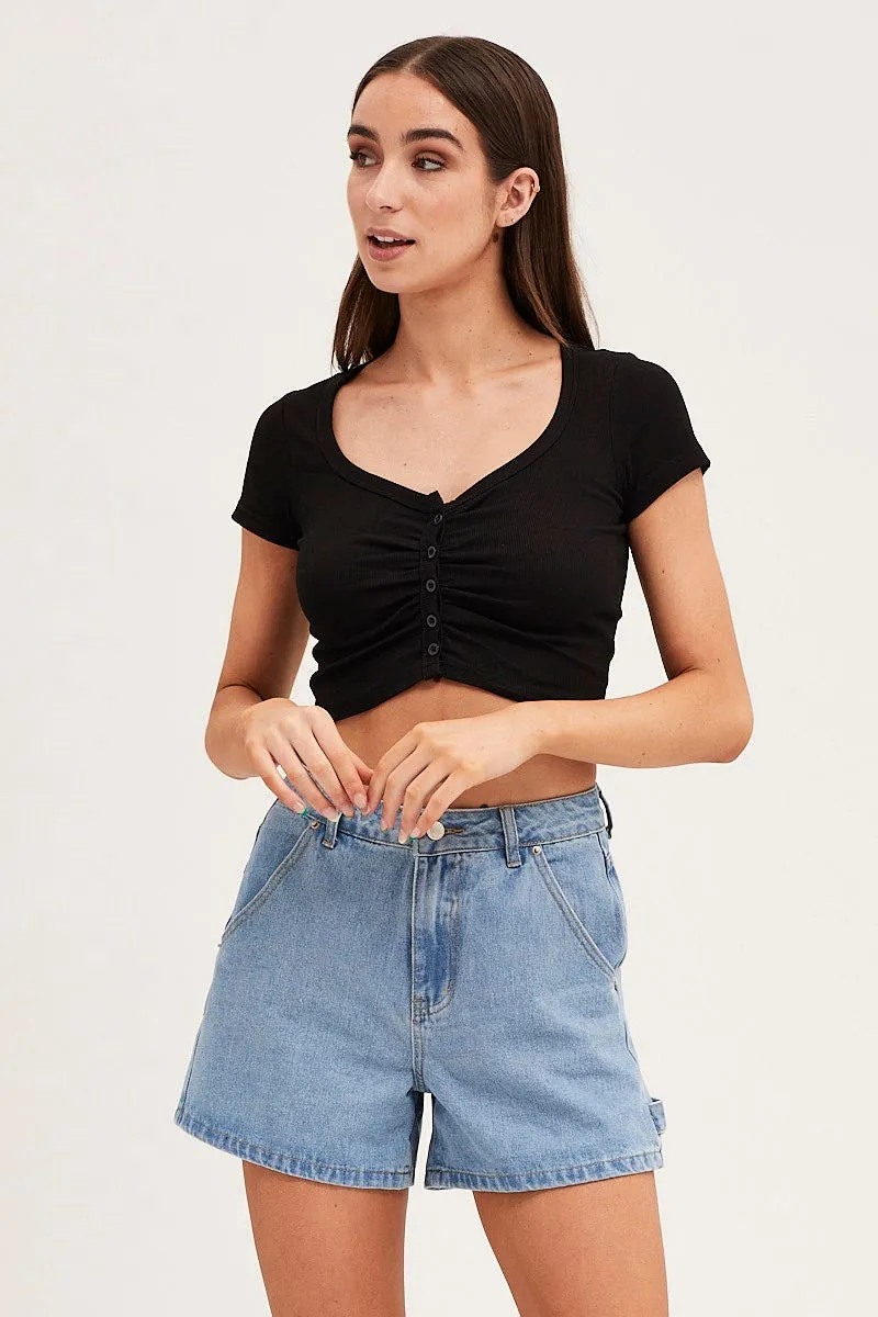 Black Short Sleeve Button Down Cardigan sold by Ally Fashion product image thumbnail 3