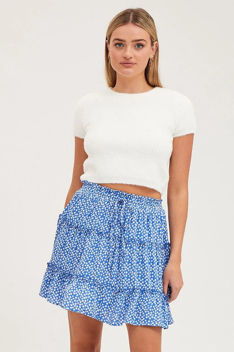 White Knit Top Short Sleeve Round Neck Fluffy sold by Ally Fashion product image thumbnail 3