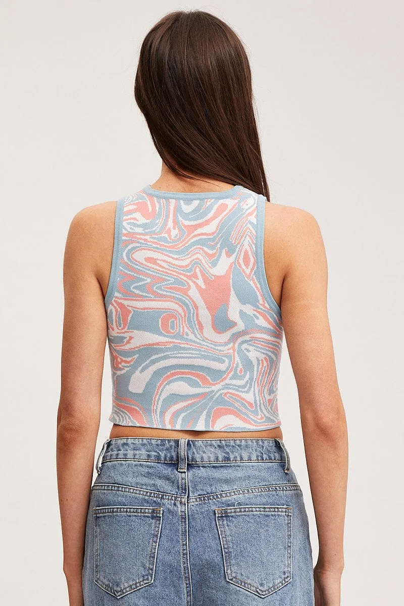 Print Knit Top Sleeveless Crop sold by Ally Fashion product image thumbnail 5