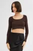 Brown Knit Top Long Sleeve Crop sold by Ally Fashion