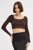 Brown Knit Top Long Sleeve Crop sold by Ally Fashion