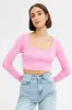 Pink Knit Top Long Sleeve Crop sold by Ally Fashion