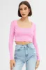 Pink Knit Top Long Sleeve Crop sold by Ally Fashion
