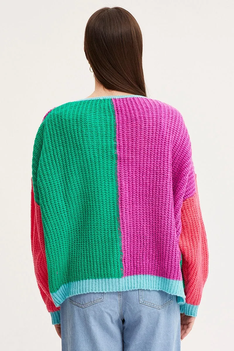 Multi Knit Cardigan Long Sleeve Relaxed Colour Block sold by Ally Fashion product image thumbnail 5