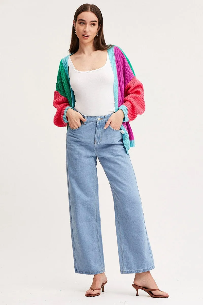 Multi Knit Cardigan Long Sleeve Relaxed Colour Block sold by Ally Fashion product image thumbnail 2