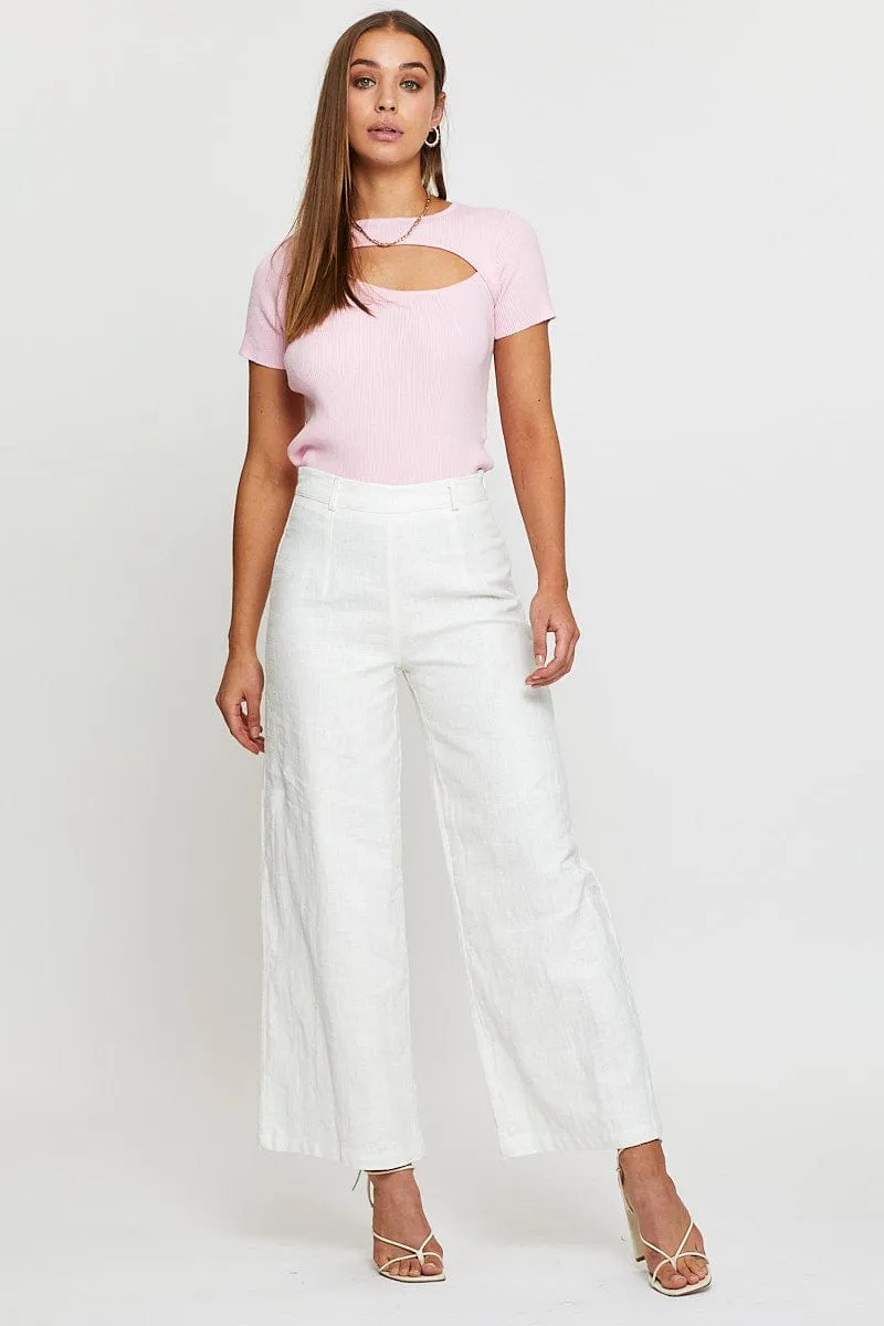 Pink Knit Top Short Sleeve Cut Out sold by Ally Fashion product image thumbnail 2