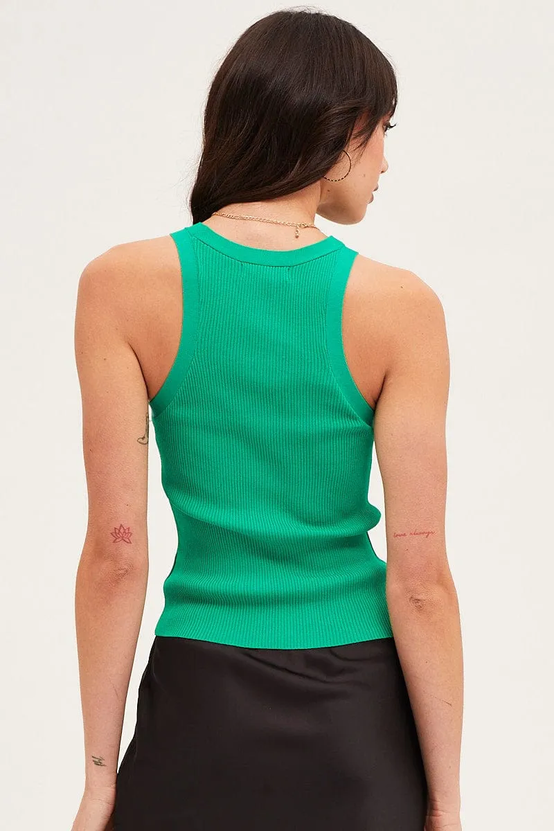 Green Round Neck Rib Knit Tank Top sold by Ally Fashion product image thumbnail 4