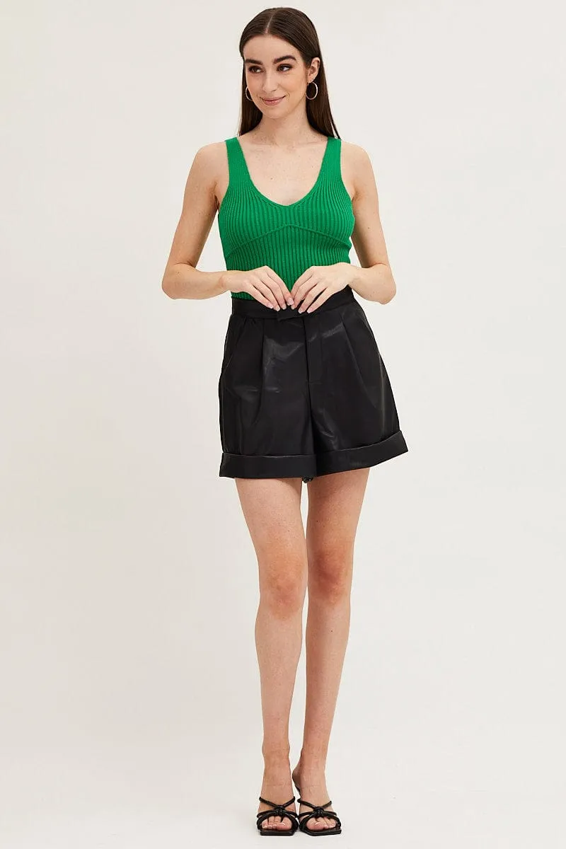 Green Knit Top Sleeveless Crop V-Neck sold by Ally Fashion product image thumbnail 2