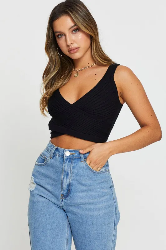 Black Knit Top Sleeveless sold by Ally Fashion