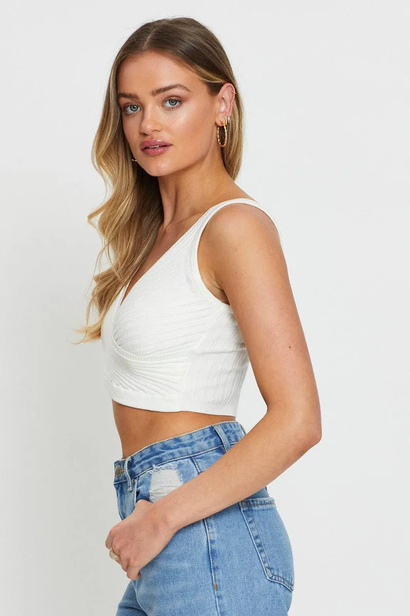 White Knit Top Sleeveless sold by Ally Fashion product image thumbnail 4