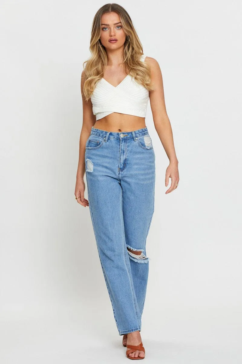 White Knit Top Sleeveless sold by Ally Fashion product image thumbnail 2