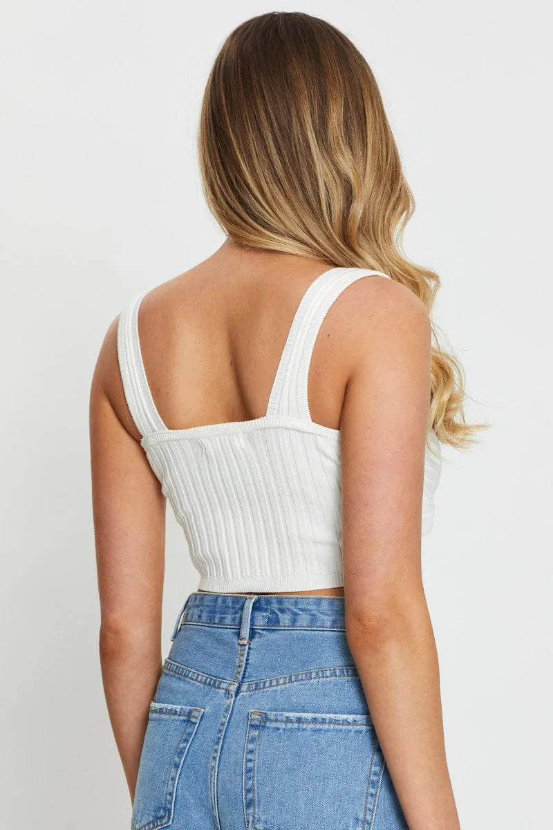 White Knit Top Sleeveless sold by Ally Fashion product image thumbnail 5