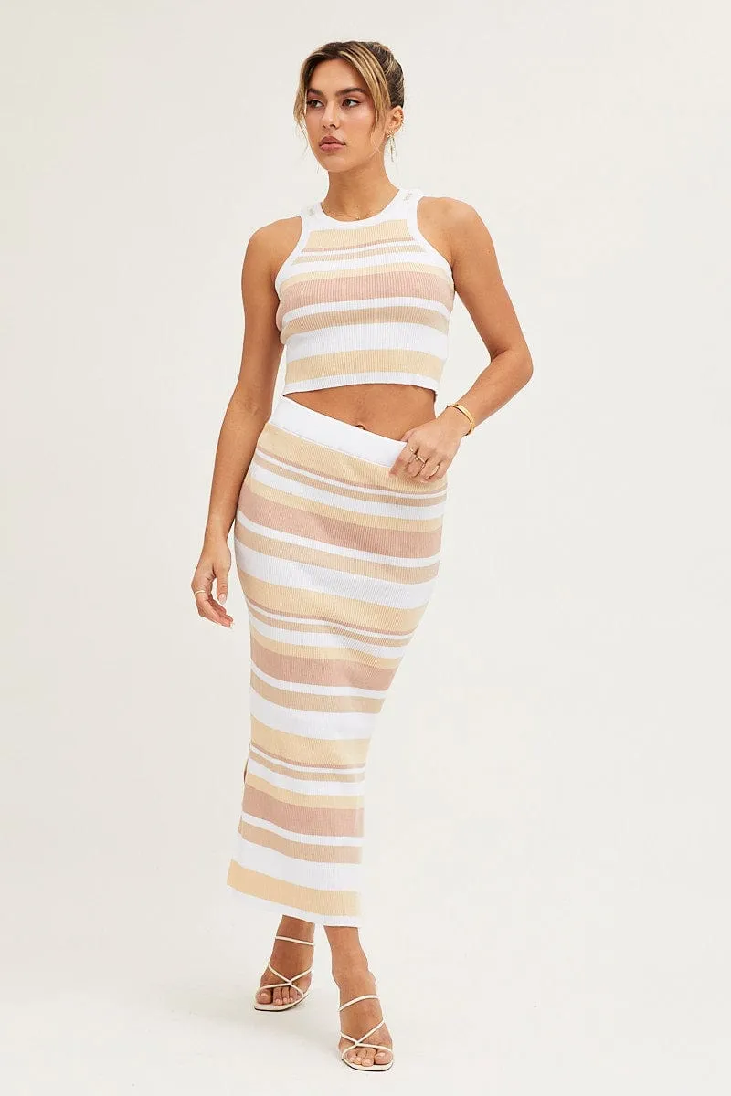 Stripe Knit Top Sleeveless Crop Round Neck sold by Ally Fashion product image thumbnail 3