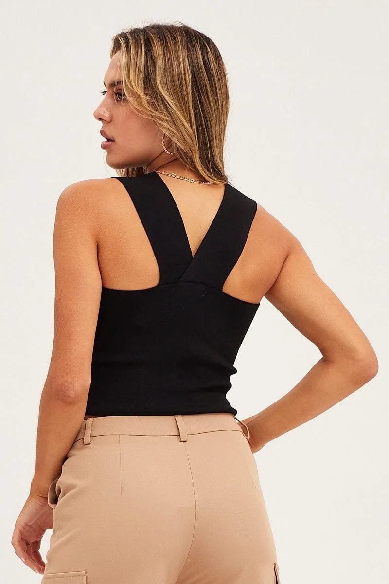 Black Knit Top Sleeveless Crop Square Neck sold by Ally Fashion product image thumbnail 5