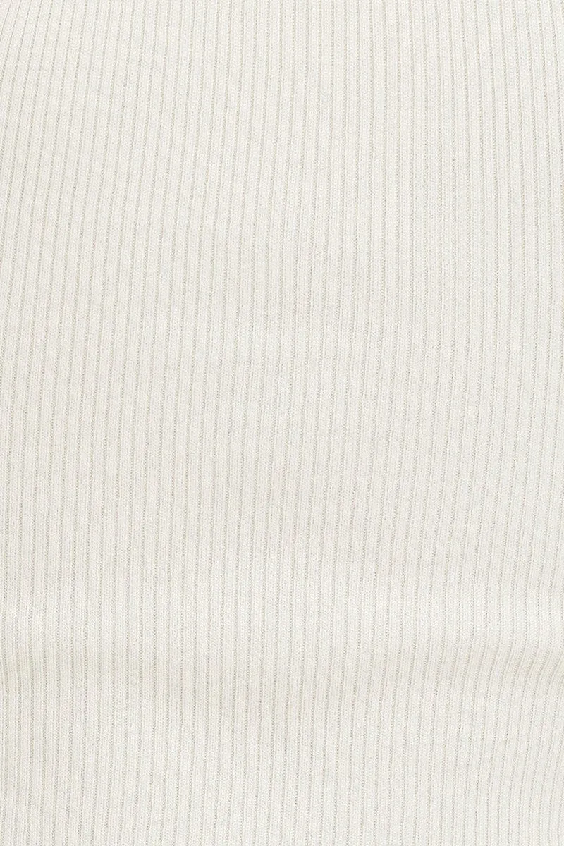 White Knit Top Sleeveless Crop Round Neck sold by Ally Fashion product image thumbnail 5