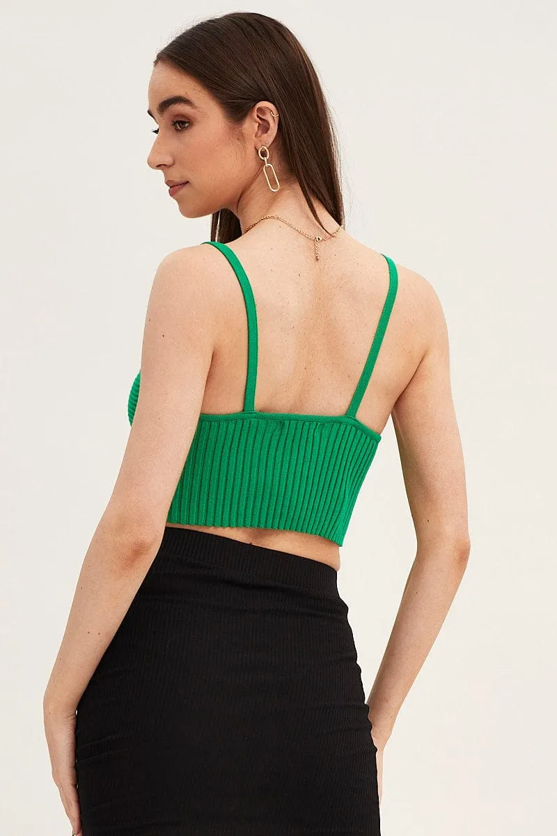 Green Knit Top Sleeveless Ribbed sold by Ally Fashion product image thumbnail 5