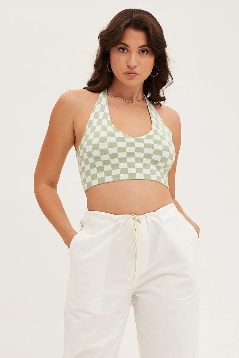 Check Knit Top Halter sold by Ally Fashion
