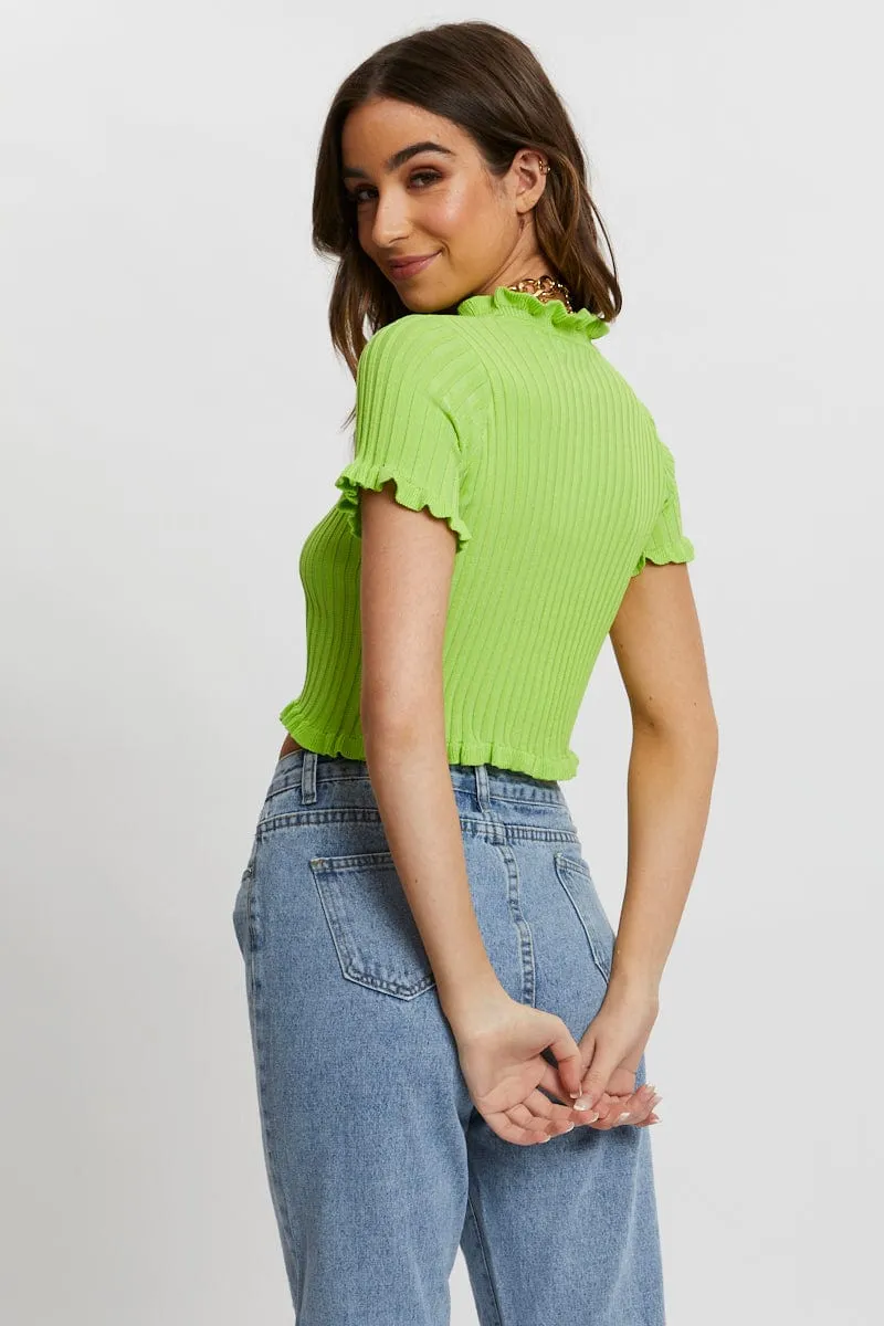 Green Ruffle Trim Knit sold by Ally Fashion product image thumbnail 3