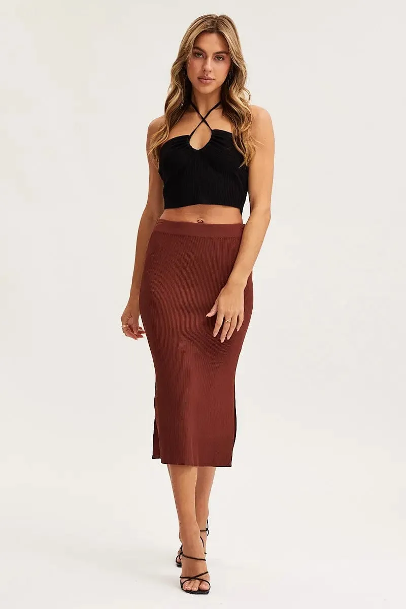 Black Knit Top Sleeveless Crop Halter sold by Ally Fashion product image thumbnail 3