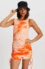 Multi Tie Dye Racer Neck Drawstring Ribbed Dress sold by Ally Fashion