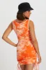Multi Tie Dye Racer Neck Drawstring Ribbed Dress sold by Ally Fashion