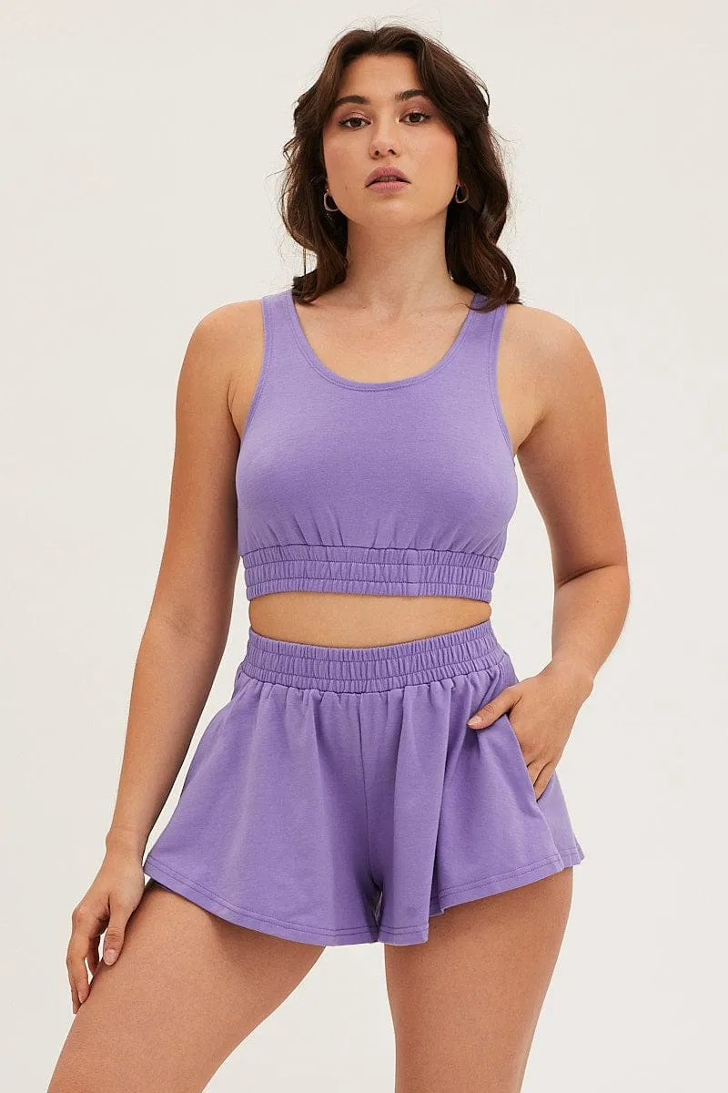 Purple Crop Top Loungewear Set sold by Ally Fashion product image thumbnail 3