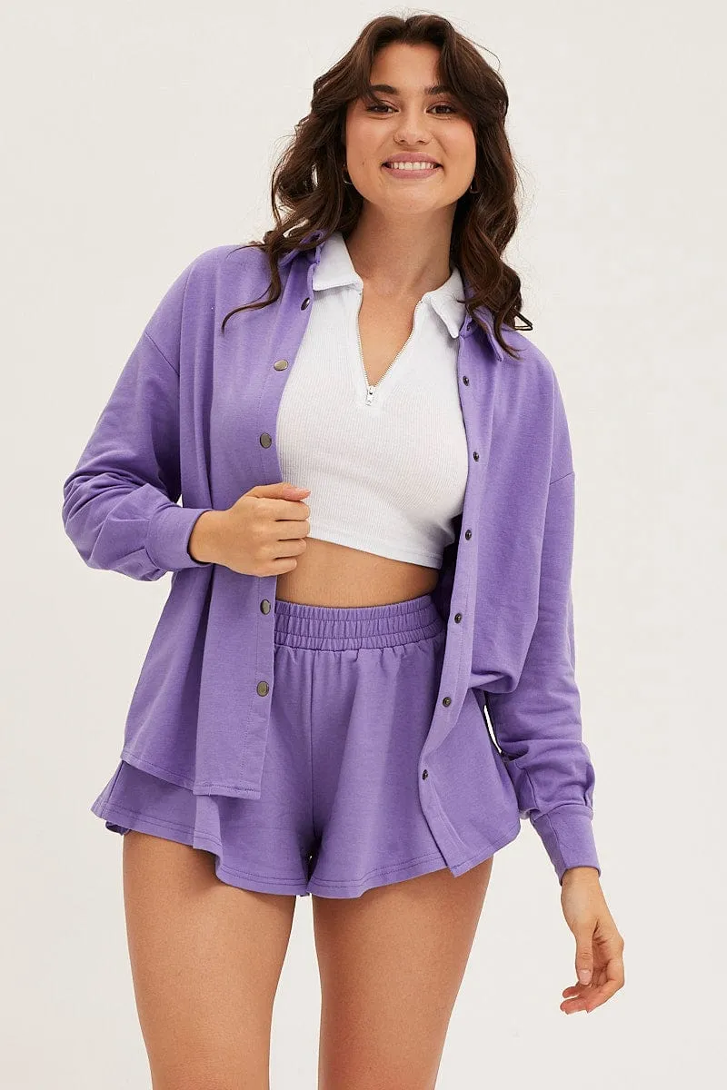 Purple Oversized Shirt Loungewear sold by Ally Fashion