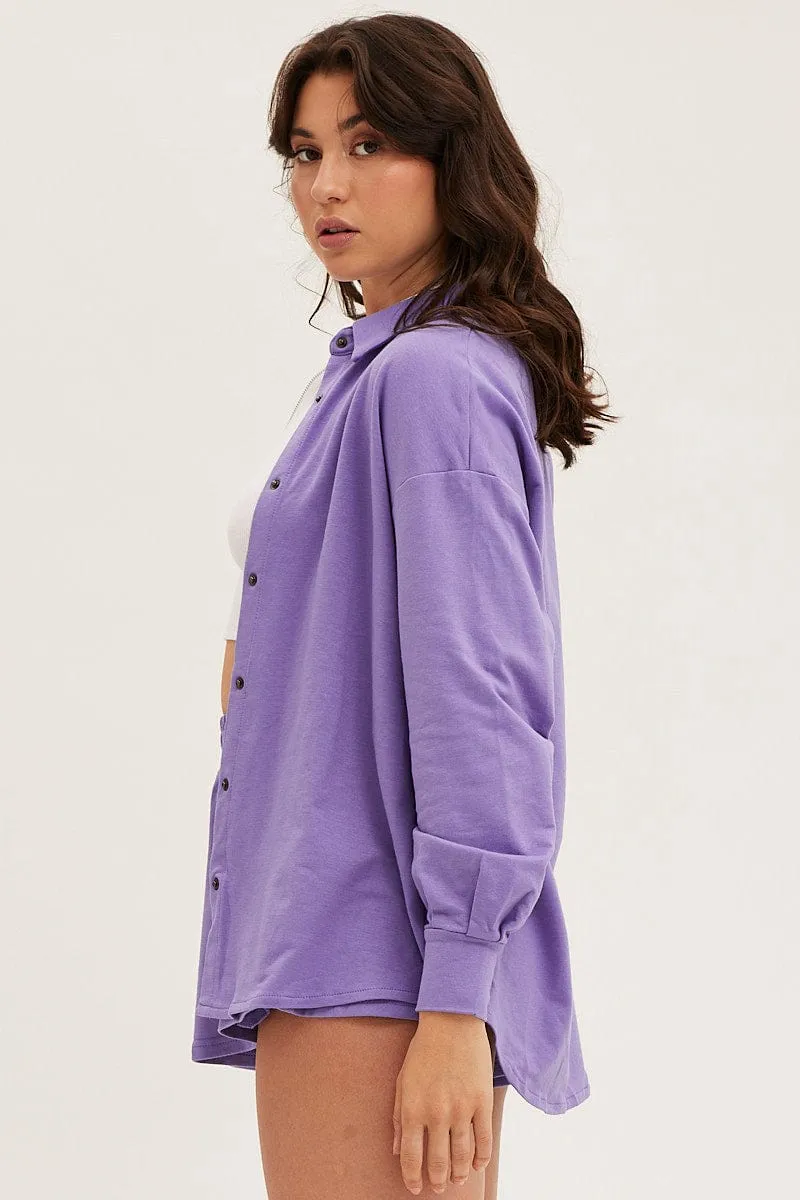 Purple Oversized Shirt Loungewear sold by Ally Fashion product image thumbnail 4