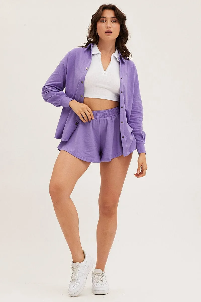 Purple Oversized Shirt Loungewear sold by Ally Fashion product image thumbnail 2