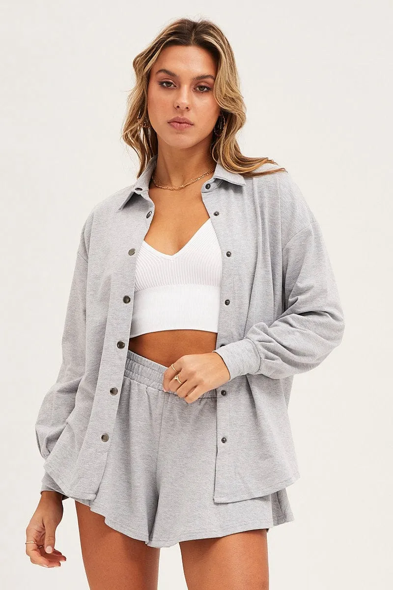 Grey Oversized Shirt Loungewear sold by Ally Fashion product image thumbnail 3