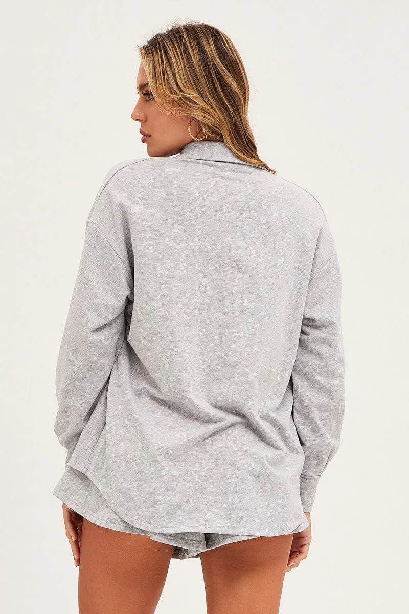 Grey Oversized Shirt Loungewear sold by Ally Fashion product image thumbnail 5