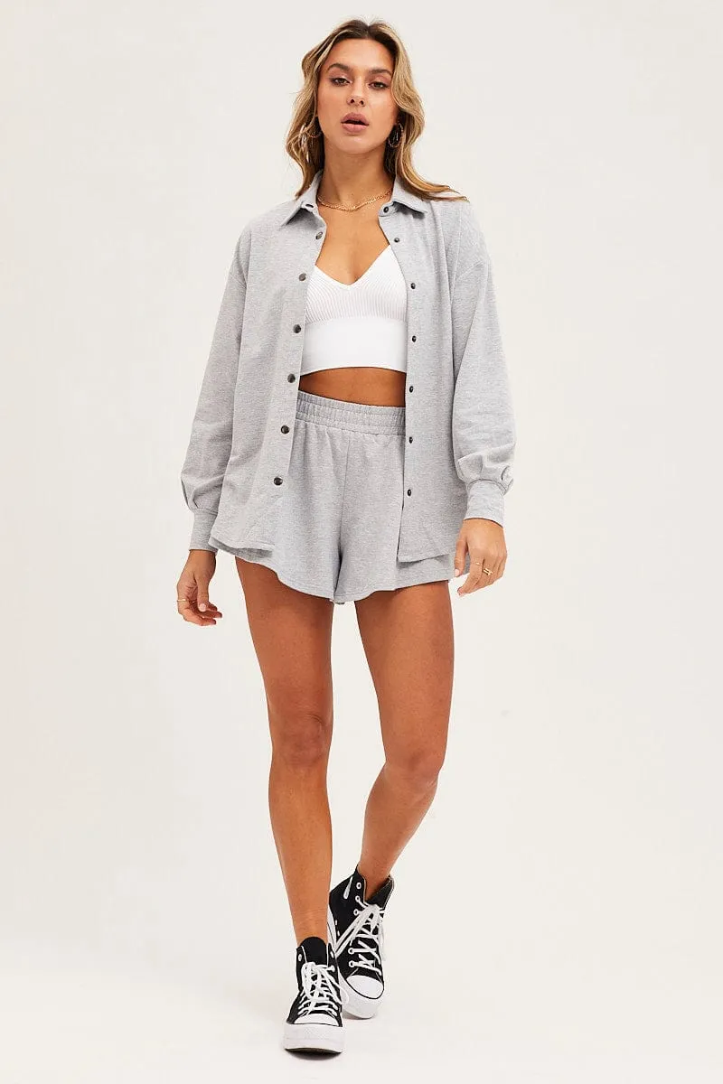 Grey Oversized Shirt Loungewear sold by Ally Fashion product image thumbnail 2