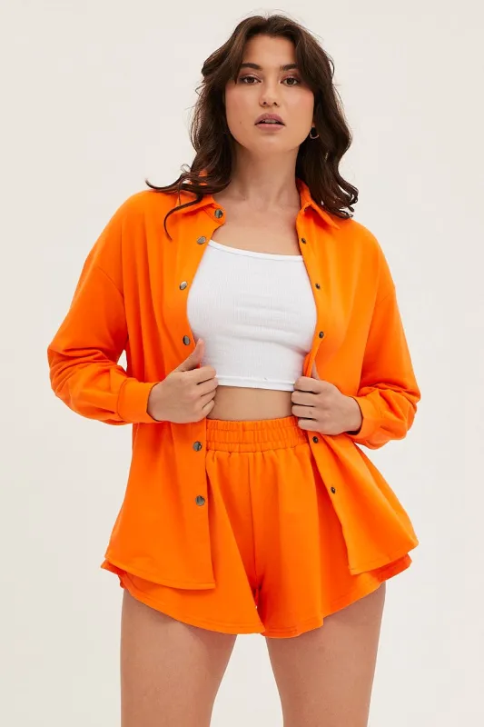 Orange Oversized Shirt Loungewear sold by Ally Fashion