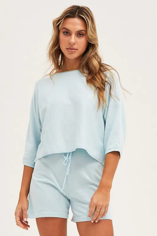 Blue Oversized Lounge Knit Set sold by Ally Fashion