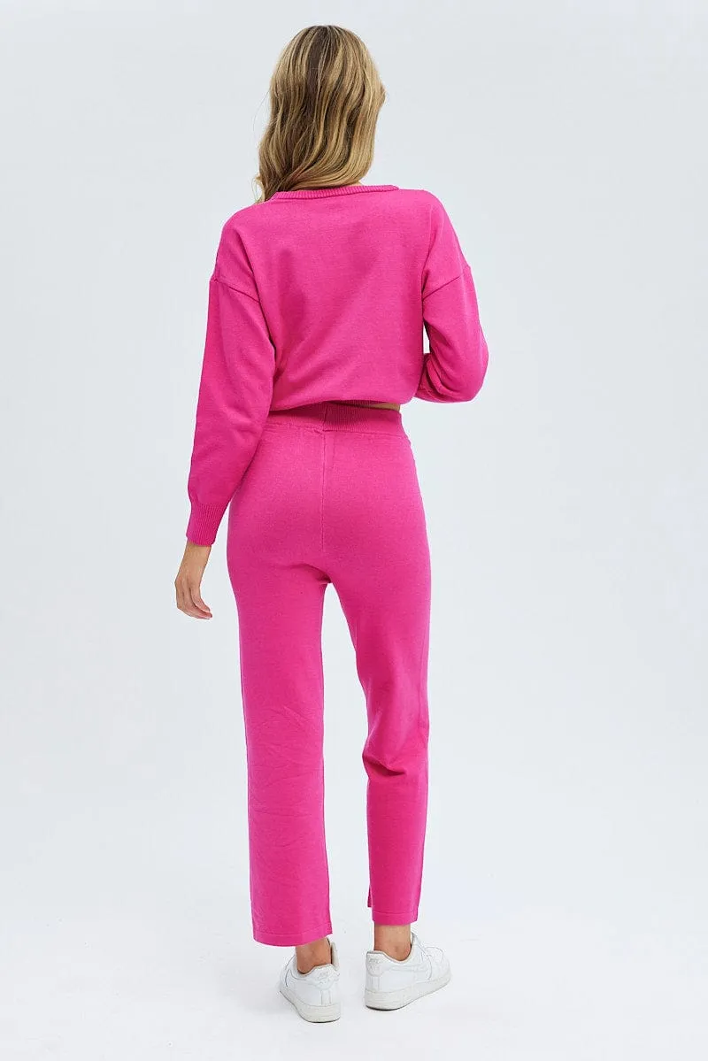 Pink Knit Lounge Pants sold by Ally Fashion product image thumbnail 5