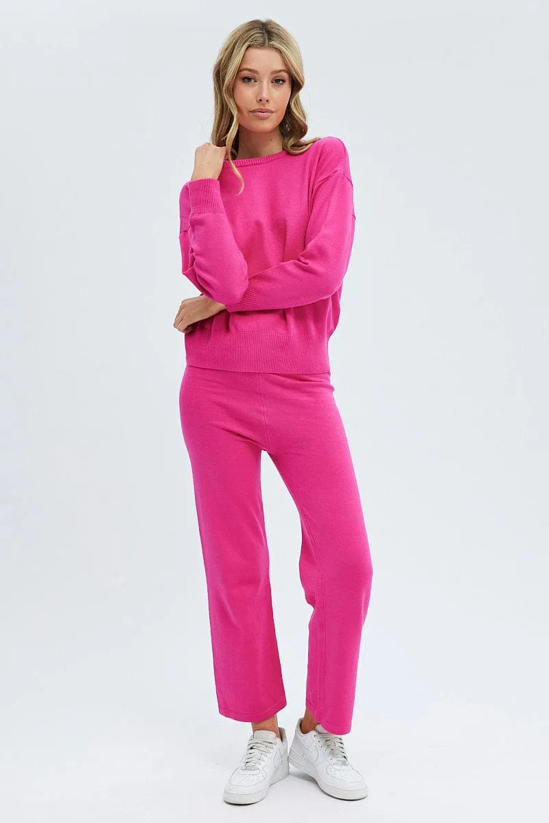Pink Knit Lounge Pants sold by Ally Fashion product image thumbnail 3