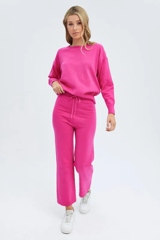 Pink Knit Lounge Pants sold by Ally Fashion