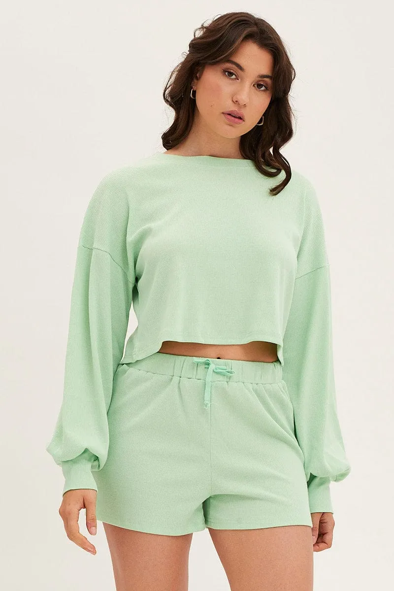 Green Loungewear Shirts Crop Cotton sold by Ally Fashion product image thumbnail 3