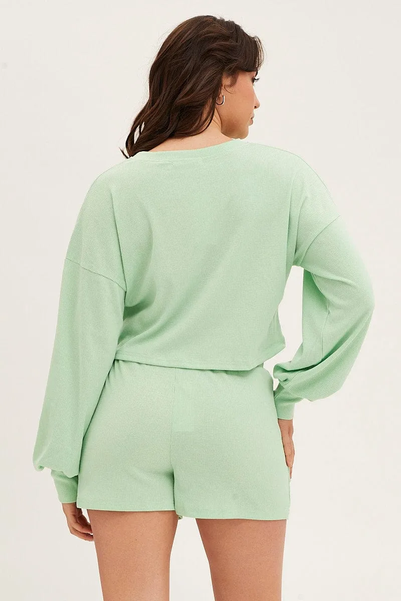 Green Loungewear Shorts Cotton sold by Ally Fashion product image thumbnail 5