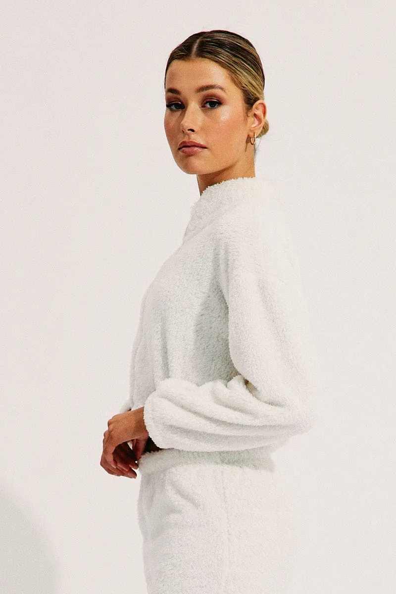 White Loungewear Teddy Jacket sold by Ally Fashion product image thumbnail 4