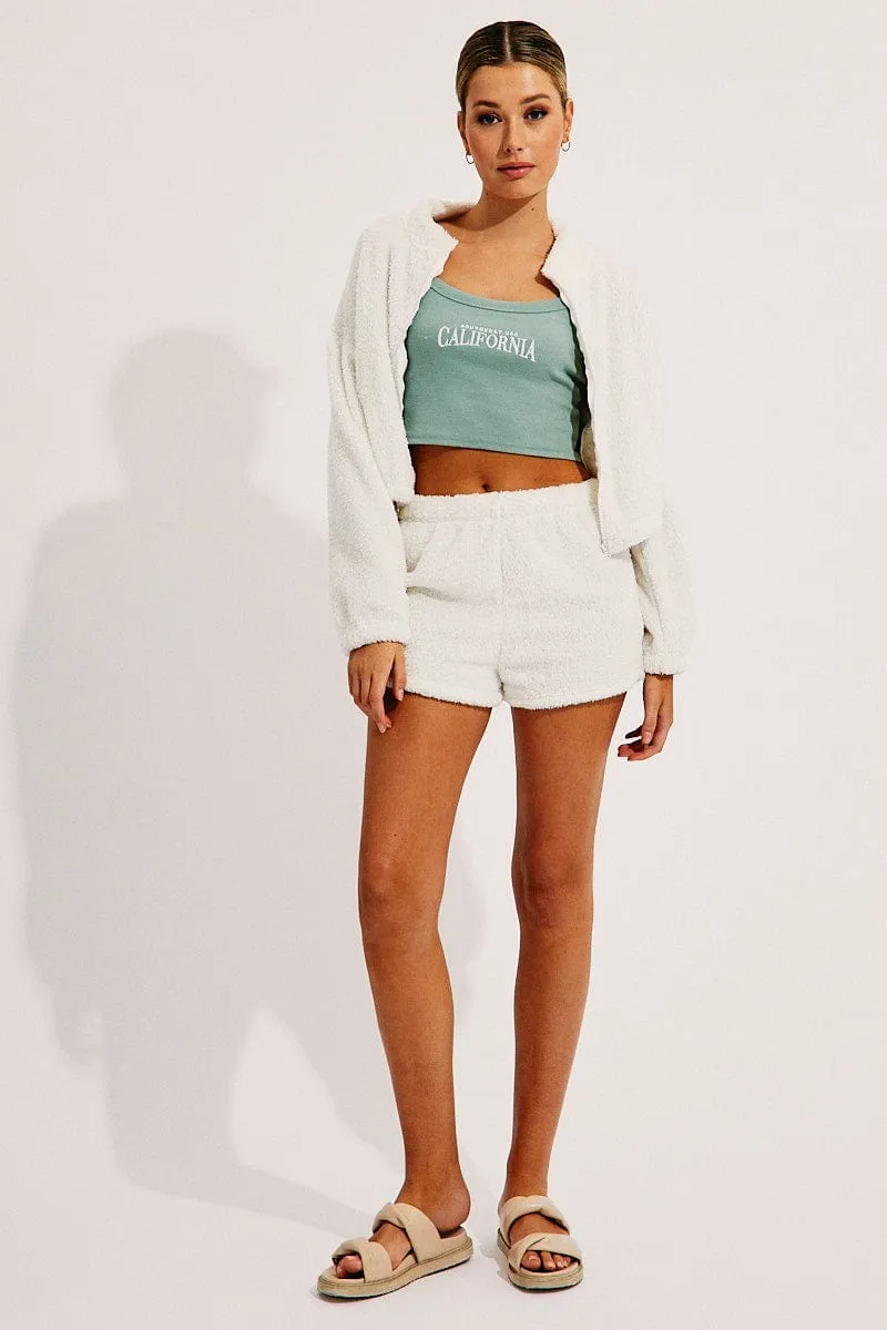 White Loungewear Teddy Jacket sold by Ally Fashion product image thumbnail 2